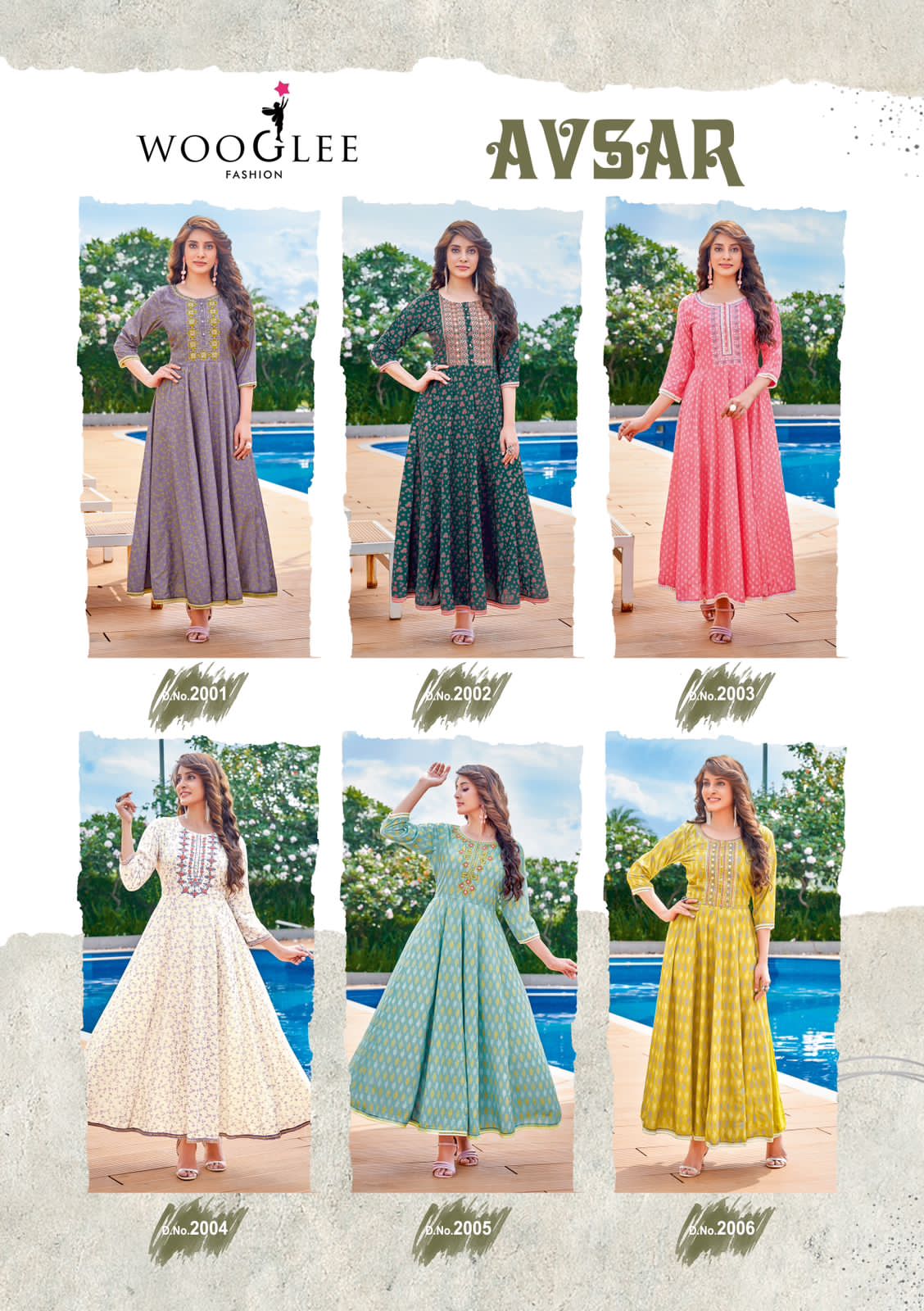 Wooglee Avsar Rayon Long Anarkali Kurtis Catalog
